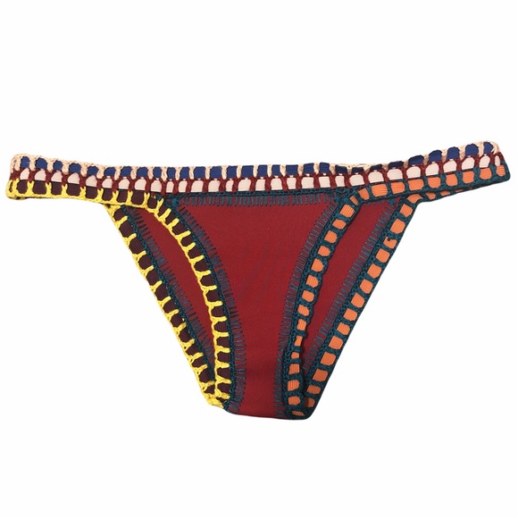 Kiini Soley Crochet Bikini Bottom Red M NWOT